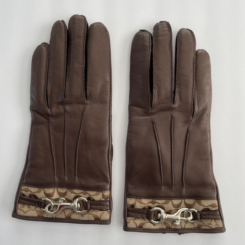 Vintage Coach Leather Signature Cuff Glove